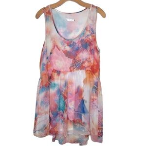 VTG Y2K Millou Floral Babydoll Dress Chiffon Watercolor Cottage Art to Wear SML